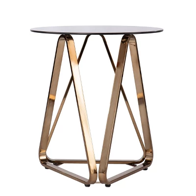 Tainbin Round End Table Champagne - Aiden Lane