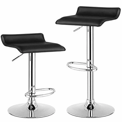 Costway Set Of 4 Swivel Bar Stool PU Leather Adjustable Kitchen Counter Bar Chairs Black - Image 5