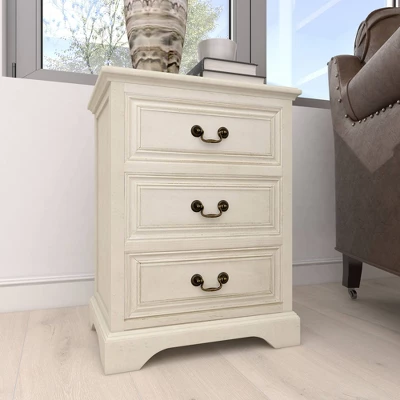 Wood 3 Stack Nightstand Antique Ivory - Olivia & May - Image 7