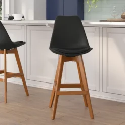 Flash Furniture Dana Set Of 2 Commercial Grade Modern Counter Stools With Cushioned Seat And Wooden Frame