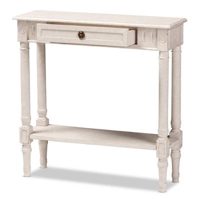 Ariella Whitewashed 1 Drawer End Table White - Baxton Studio - Image 9