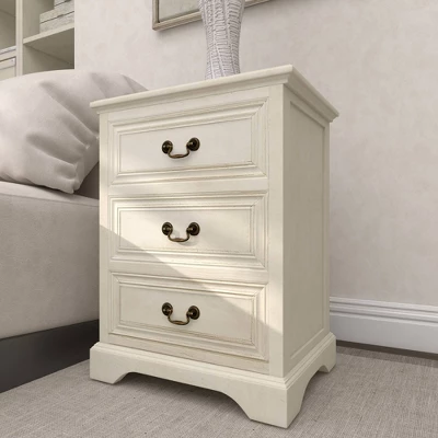 Wood 3 Stack Nightstand Antique Ivory - Olivia & May - Image 5