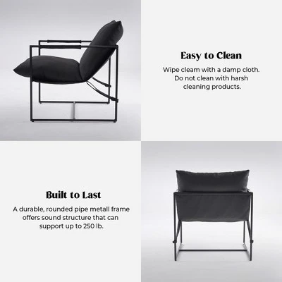 FERPIT Upholstered Sling Accent Chair With Metal Frame Modern Style - Image 2