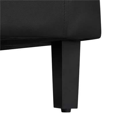 Yaheetech Faux Leather Accent Arm Chair Barrel Chair With Ottoman For Living Room Black - Image 6