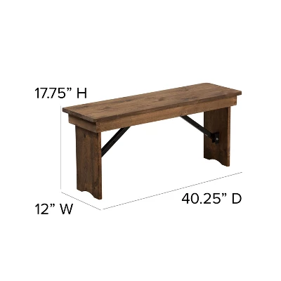Merrick Lane Antique Solid Pine Folding Farmhouse Style Bench - Image 8
