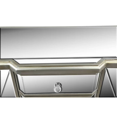 Glam Mirrored Rectangular Storage Cabinet Silver - Olivia & May - Image 5