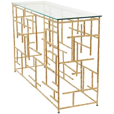 Contemporary Aluminum Console Table Gold - Olivia & May - Image 5