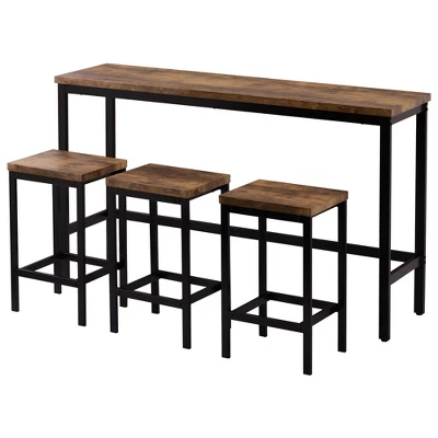 Counter Height Extra Long Dining Table Set With 3 Stools-ModernLuxe - Image 3