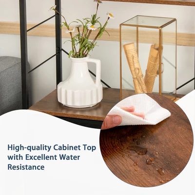 Costway 2 Drawer Dresser W/Shelf Storage Tower Nightstand End Table Chest Black - Image 7