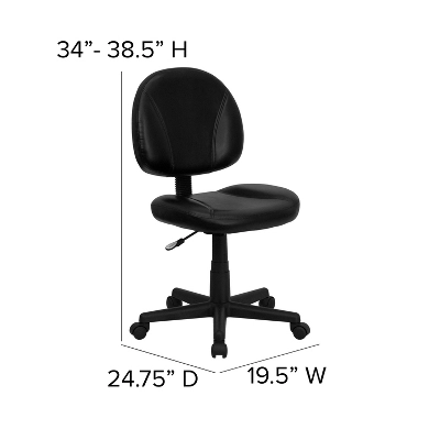 Emma And Oliver Mid-Back Black LeatherSoft Ergonomic Task Office Chair - Back Depth Adjustment - Image 3