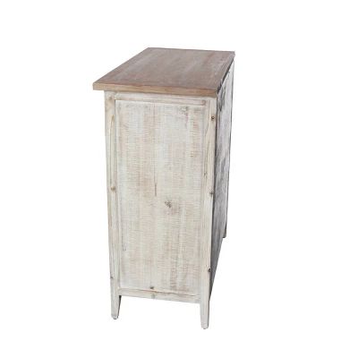 Natural Geometric Patterned Wood Cabinet Brown - Olivia & May - Image 16