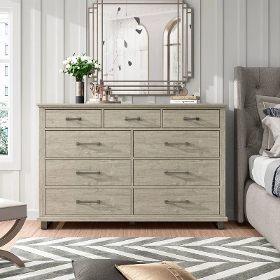 64" Dresser With 9 Drawers Beige - Accent Furniture - Image 6