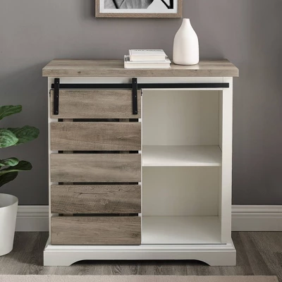 Tertia Modern Transitional Accent Cabinet With Sliding Plank Door - Saracina Home - Image 3