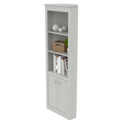 70.02" 2 Doors Corner Bookshelf Washed Oak - Inval - Image 6