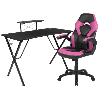 Flash Furniture Gaming Desk And Racing Chair Set With Cup Holder, Headphone Hook, And Monitor/Smartphone Stand - Image 14