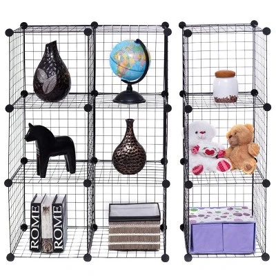 Costway 12 Cube Grid Wire Organizer Wardrobe Shelves Bookcase DIY - Image 4