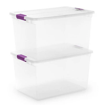 Sterilite 66 Quart Clear Plastic Latching Handle Storage Container Tote - Image 3