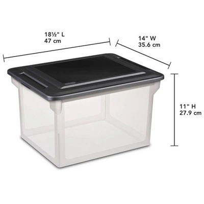 Sterilite Convenient Versatile Contoured Clear Home Organizing Storage File Container Box With Black Secure Seal Lid (4 Pack) - Image 2
