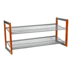 Organize It All 2pk Stackable Wood And Metal Shoe Racks