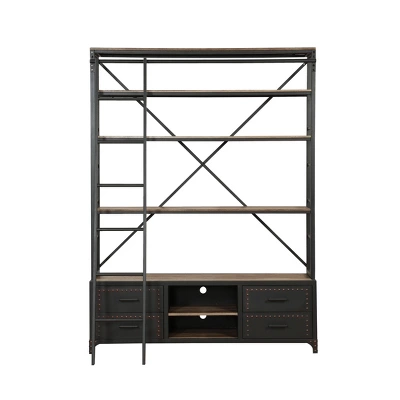 83" Actaki Bookshelf And Ladder Sandy Gray - Acme Furniture - Image 2