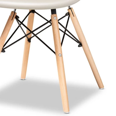 4pc Galen Plastic And Wood Dining Chair Set - Baxton Studio - Image 3