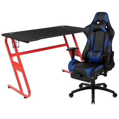 Flash Furniture Gaming Desk And Footrest Reclining Gaming Chair Set With Cup Holder And Headphone Hook - Image 14