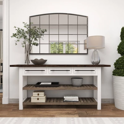Farmhouse Wood Rectangle Console Table White - Olivia & May - Image 14