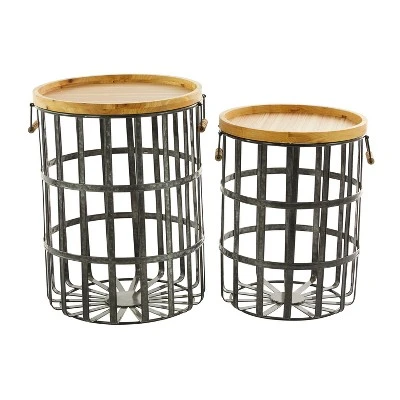 Set Of 2 Metal Storage Baskets Black - Olivia & May