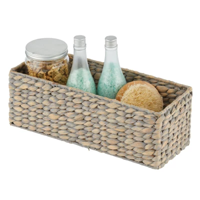 MDesign Natural Woven Water Hyacinth Bathroom Storage Organizer Basket - Image 3