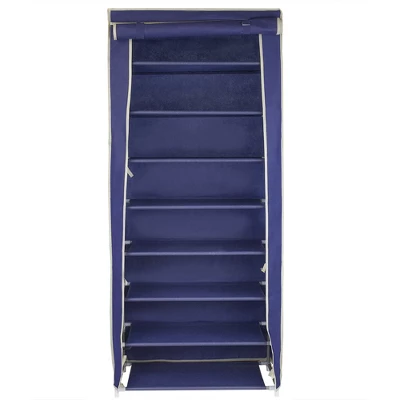 Home Basics 8 Tier Portable Polyester Shoe Closet, Navy - Image 4