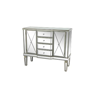Glam Mirrored Rectangular Storage Cabinet Silver - Olivia & May