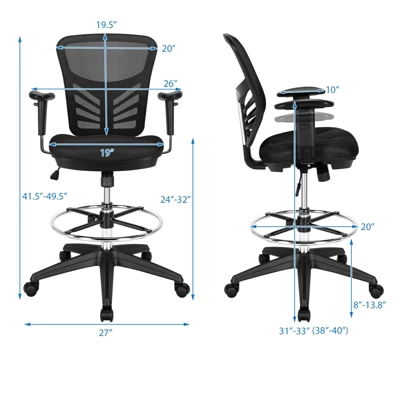 Tangkula Ergonomic Office Chair W/Retractable Footrest High Back Reclining Executive Chair W/Adjustable Headrest - Image 8