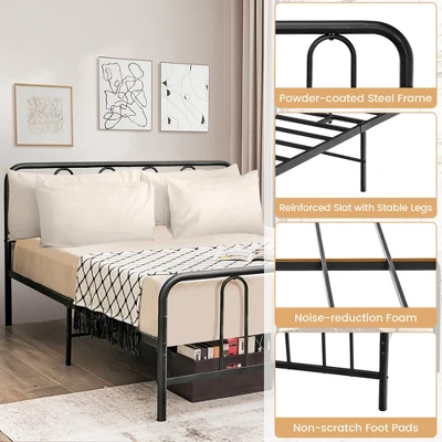 Costway Stylish Full Size Metal Bed Frame Platform Bed Base W/ Headboard & Footboard - Image 5