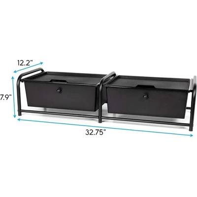 J&V TEXTILES Metal Frame Underbed Storage With Lids, Requires At Least 8”H Clearance From Floor To Bed Frame, Black, 2-Drawer - Image 3