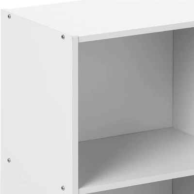Hodedah HID23 High Quality 3 Shelf Home, Office, And School Organization Storage 35.70 Inch Tall Slim Bookcase Cabinets To Display Decor, White - Image 2