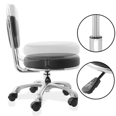 Saloniture Rolling Hydraulic Salon Stool With Backrest - Adjustable Swivel Chair For Spa Or Medical Office - Image 2