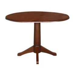 30.3" Thea Round Dual Drop Leaf Extendable Dining Table Espresso Brown - International Concepts