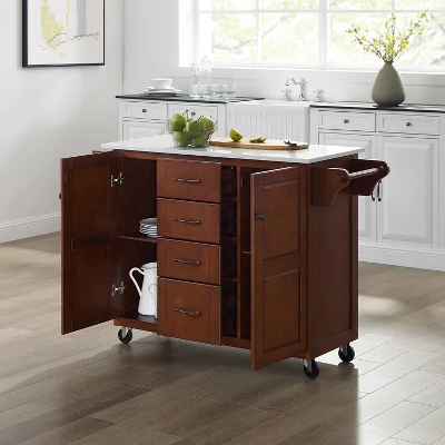 Eleanor Granite Top Kitchen Cart Mahogany - Crosley - Image 2
