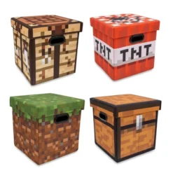 Ukonic Minecraft 4-Piece 13 Inch Fabric Storage Bin Bundle