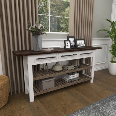 Farmhouse Wood Rectangle Console Table White - Olivia & May - Image 16