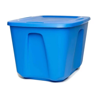 Homz 18 Gallon Medium Standard Stackable Plastic Storage Container Bin With Secure Snap Lid For Home Organization, Blue, 4 Pack