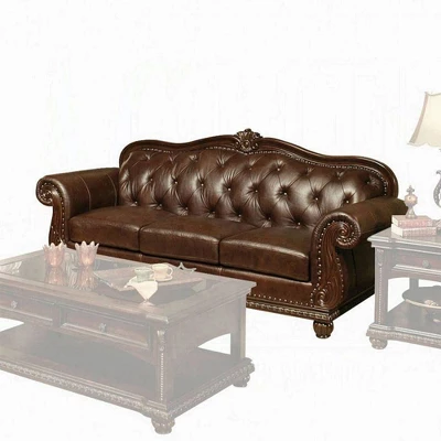94" Anondale Sofa Espresso Top Grain Leather Match/Cherry - Acme Furniture - Image 2