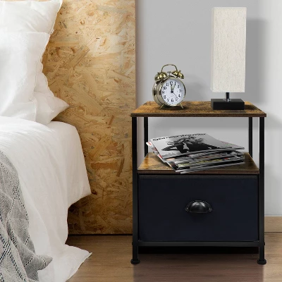 Sorbus Drawer Nightstand Shelf For Bedroom Brown - Image 2