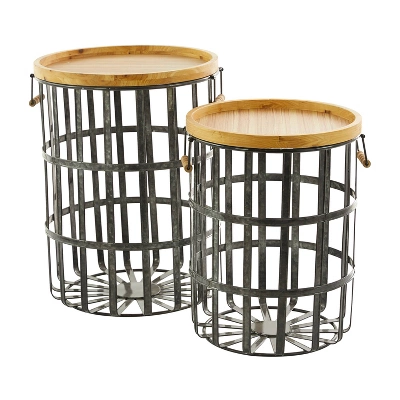 Set Of 2 Metal Storage Baskets Black - Olivia & May - Image 6