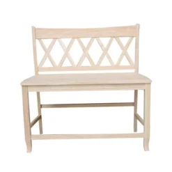 24" Double X Back Bench Seat Height Unfinished - International Concepts