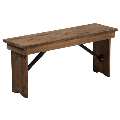 Merrick Lane Antique Solid Pine Folding Farmhouse Style Bench - Image 12