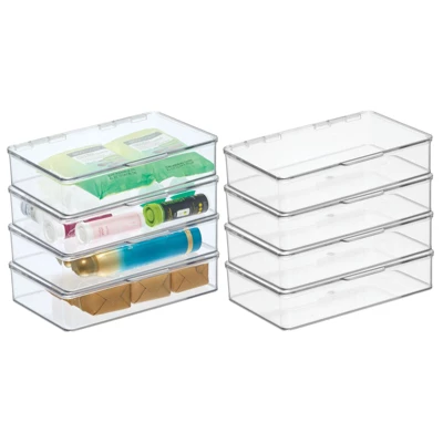 MDesign Plastic Stackable Bathroom Organizer Bin, Hinged Lid - 8 Pack - Image 10
