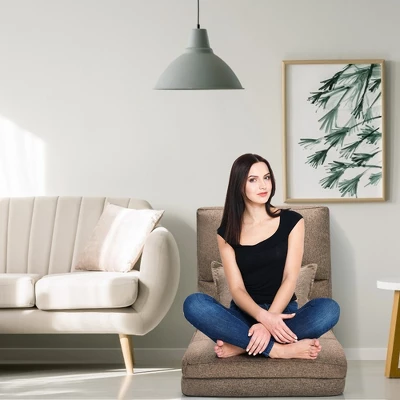 Costway Fold Down Chair Flip Out Lounger Convertible Sleeper Couch Futon Bed W/ Pillow - Image 2