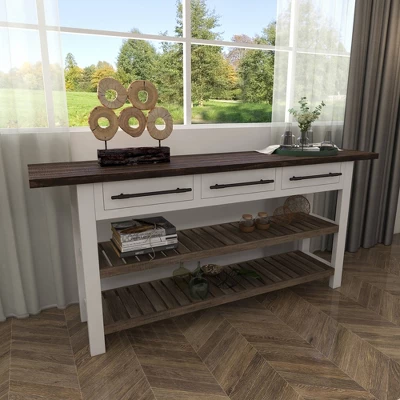 Farmhouse Wood Rectangle Console Table White - Olivia & May - Image 17