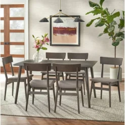 7Pc Newington Dining Set Charcoal Gray - Lifestorey